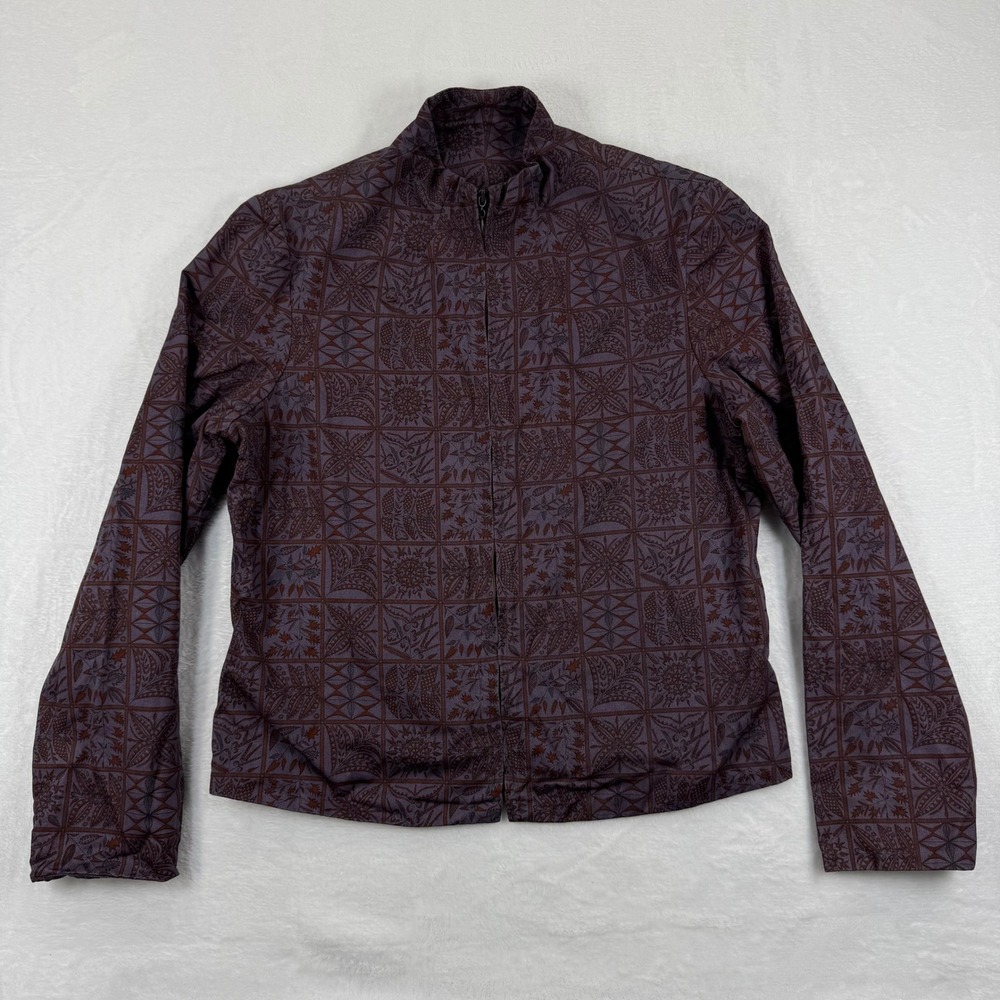 Peruvian Connection Size 10 Jacket Geometric Print Zip Up 100% Pima Cotton